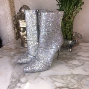 Steve Madden Crystal Heel Boots WINONA Bootie Silv